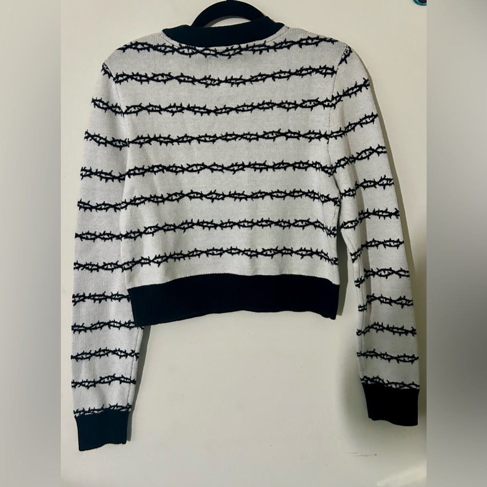 Lurking Class Black and White Barbed-Wire Striped Sweater - Picture 4 of 4